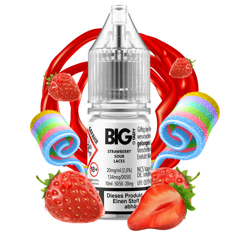 Big Tasty Candyrush Serie - Strawberry Sour Laces - 10 ml Nikotinsalz Liquid