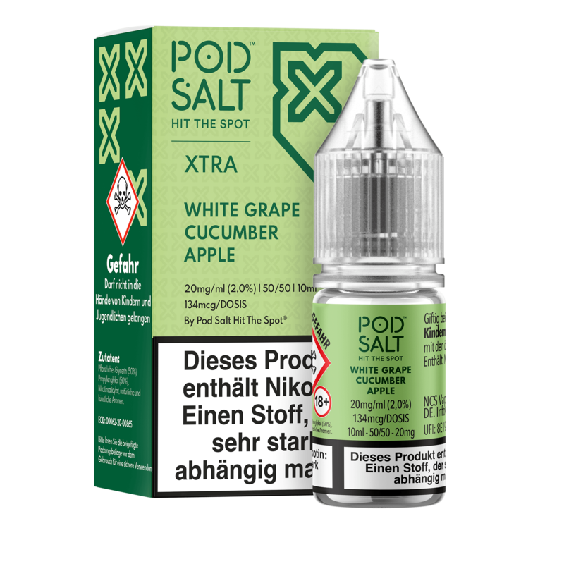 Pod Salt Xtra - White Grape Cucumber Apple - 10 ml Nikotinsalz Liquid