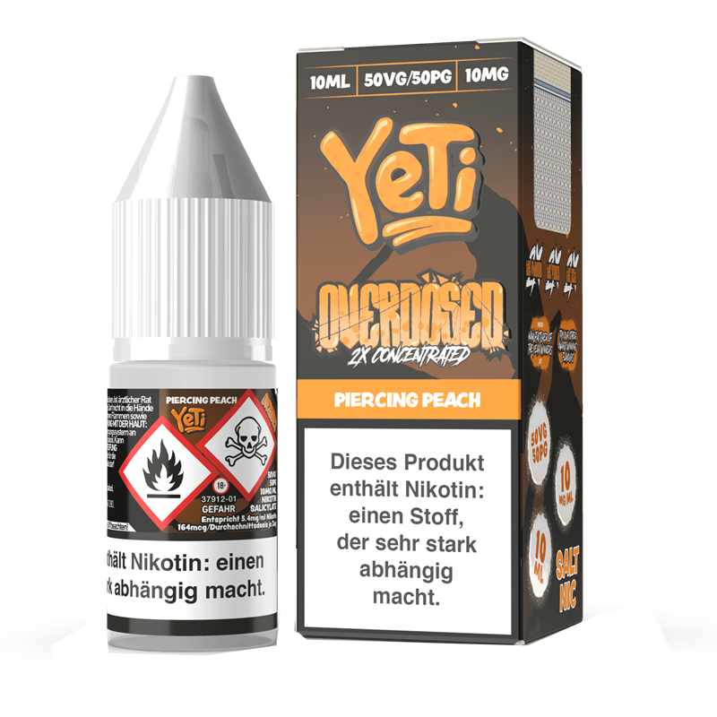 Yeti Overdosed - Piercing Peach - 10 ml Nikotinsalz Liquid