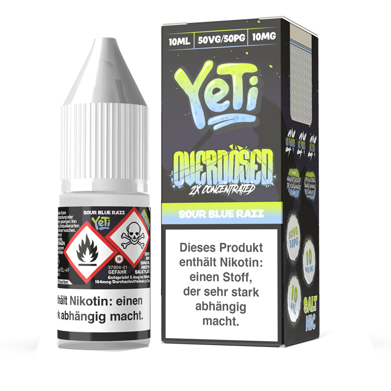 Yeti Overdosed - Sour Blue Razz - 10 ml Nikotinsalz Liquid