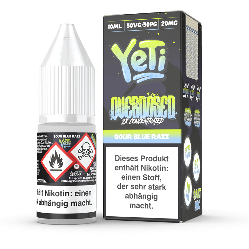 Yeti Overdosed - Sour Blue Razz - 10 ml Nikotinsalz Liquid